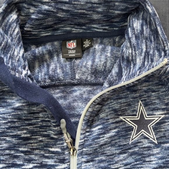Dallas Cowboys NFL Team Apparel Women’s Medium Blue & White Full Zip-Up Fleece - Picture 6 of 7